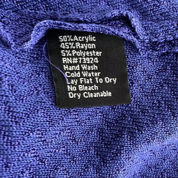 Misook Jacket Womens 0X Blue Purple Knit Acrylic Blend Silver Buttons‎ CJ-1673 - Picture 8 of 8